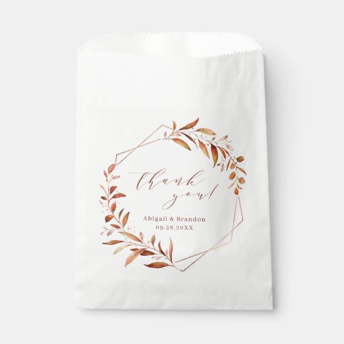 Modern Fall Greenery Geometric Rustic Wedding Favor Bag