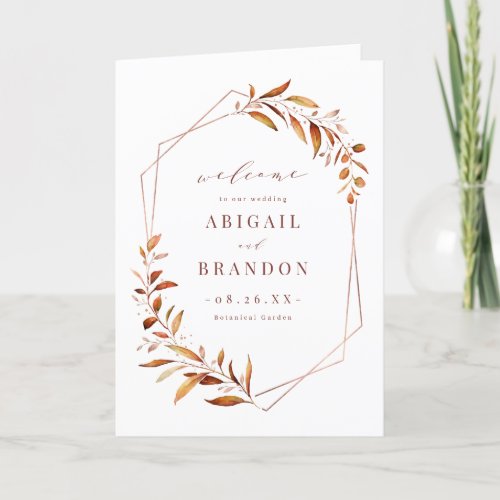 Modern Fall Greenery Geometric Rustic Wedding Program