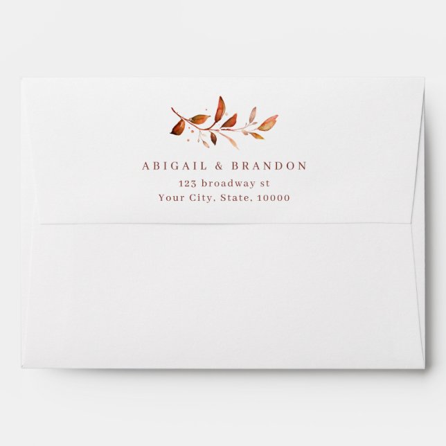 Modern Fall Greenery Rustic Wedding Envelope (Back (Top Flap))