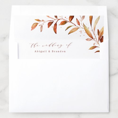 Modern Fall Greenery Rustic Wedding Envelope Liner