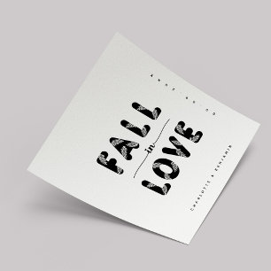 Modern Fall in Love Black & White Wedding Napkins