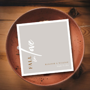 Modern Fall In Love Minimalist Autumn Wedding Napkins