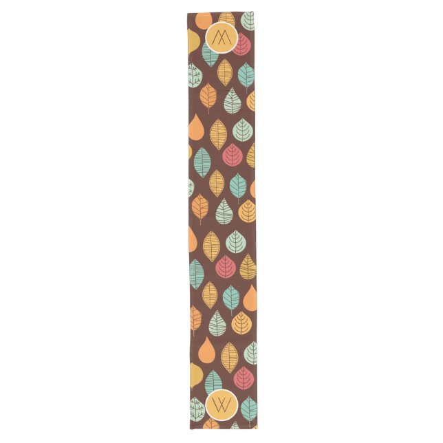 Modern Fall Leaf Pattern Long Table Runner (Front)