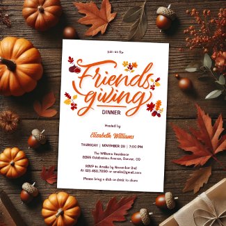 Modern Fall Leaves Friendsgiving Dinner Party
