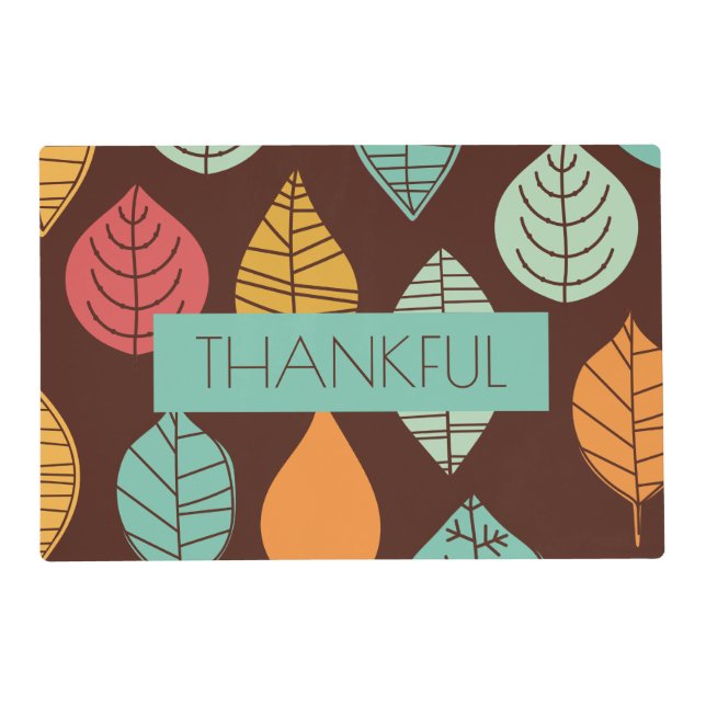 Modern Fall Leaves Paper Placemat (Front)