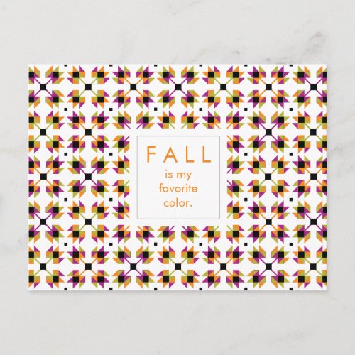 Modern Fall Leaves Quilt Pattern Postcard