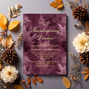 Modern Fall Leaves Thanksgiving Dinner Party Gold Foil Invitation