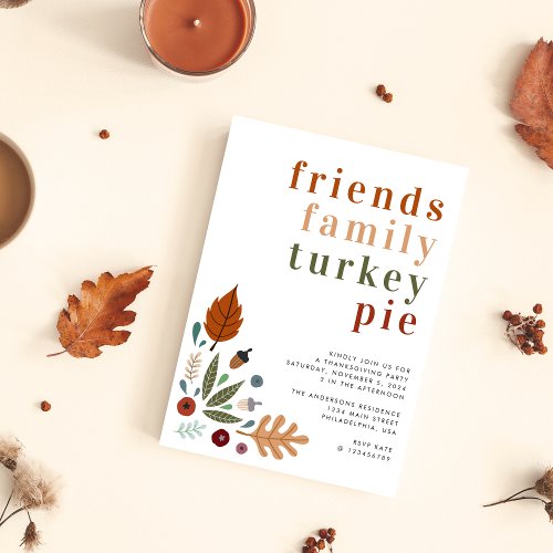 Modern Fall Leaves Thanksgiving Party Invitation