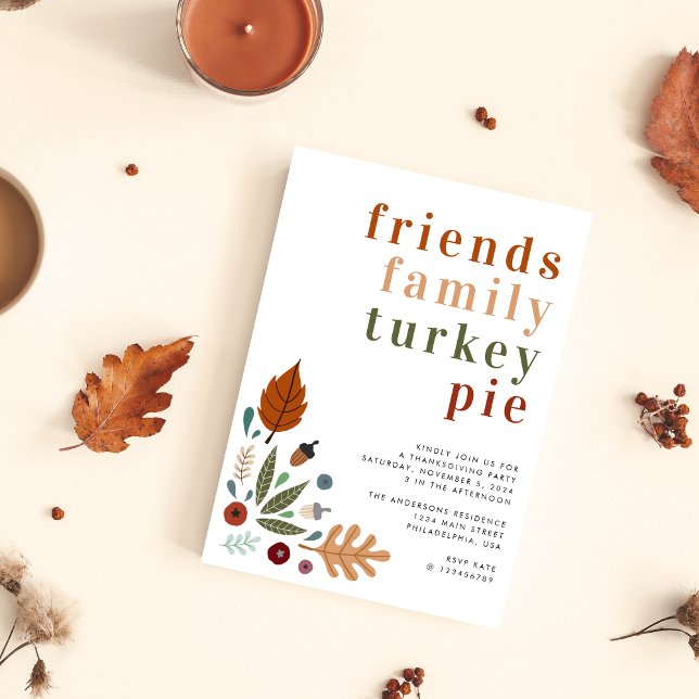 Modern Fall Leaves Thanksgiving Party Invitation (Creator Uploaded)