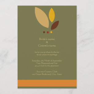 Modern Fall Leaves Wedding Invitation