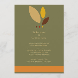 Modern Fall Leaves Wedding Invitation