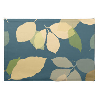 Modern Fall Leaves with Teal Background Cloth Placemat