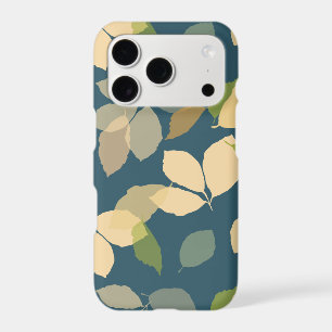 Modern Fall Leaves with Teal Background iPhone 17 Pro Case