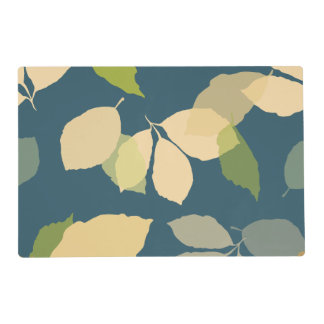 Modern Fall Leaves with Teal Background Placemat