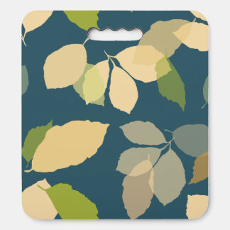 Modern Fall Leaves with Teal Background Seat Cushion