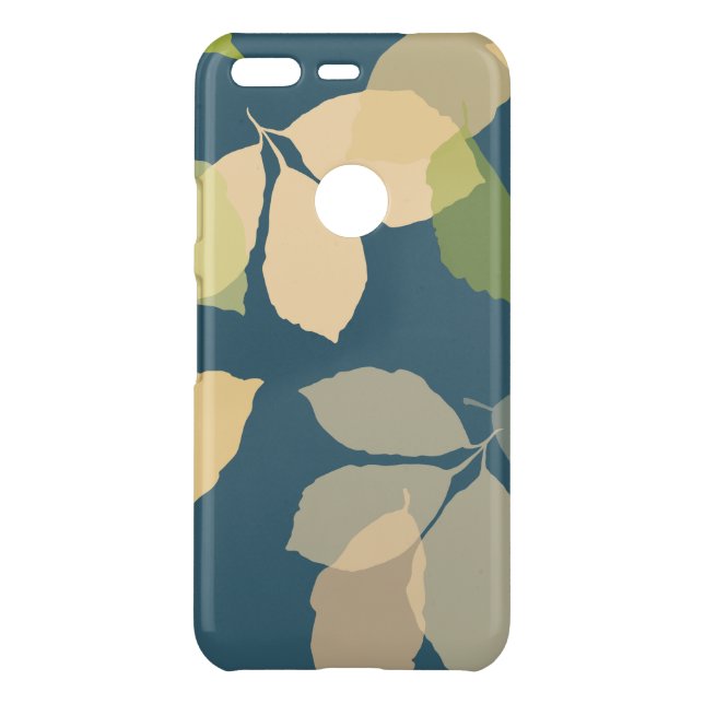 Modern Fall Leaves with Teal Background Uncommon Google Pixel Case (Back)
