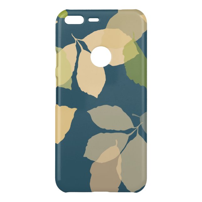 Modern Fall Leaves with Teal Background Uncommon Google Pixel XL Case (Back)