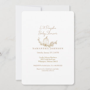 Modern Fall Li'l Pumpkin White Rounded Baby Shower Invitation