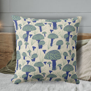 Modern Fall Mushroom Fly Agaric Pattern Drawing Throw Pillow