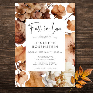 Modern Fall Neutral Fall In Love Bridal Shower Invitation