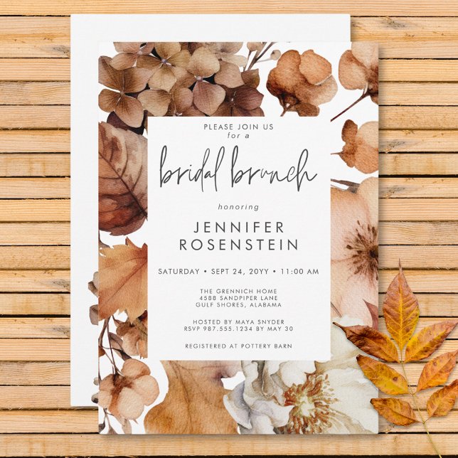 Modern Fall Neutral Floral Frame Bridal Brunch Invitation (Modern Fall Neutral Floral Frame Bridal Brunch Invitation)