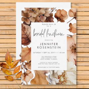 Modern Fall Neutral Floral Frame Bridal Luncheon Invitation
