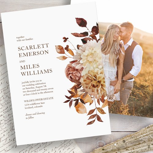 Modern Fall Photo Wedding Invitation