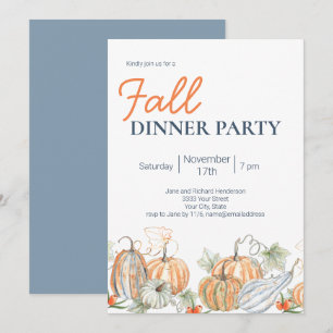 Modern Fall Pumpkin Dinner Party Invitation