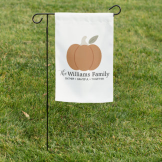 Modern Fall Pumpkin Family Name Thanksgiving Garden Flag