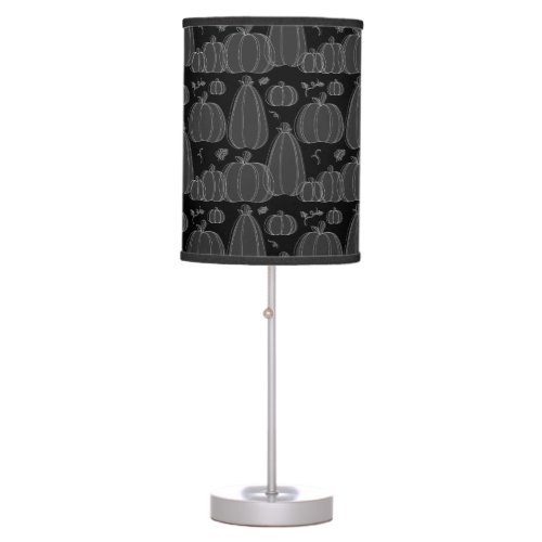 Modern Fall Pumpkin Pattern in Black and White Table Lamp