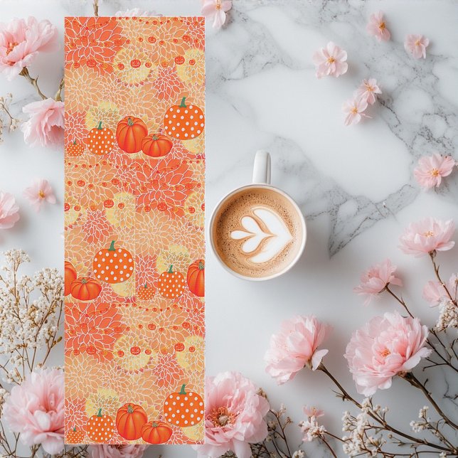 Modern Fall Pumpkins Orange Floral Meditation  Yoga Mat (Modern Fall Pumpkins Orange Floral Meditation Yoga Mat)