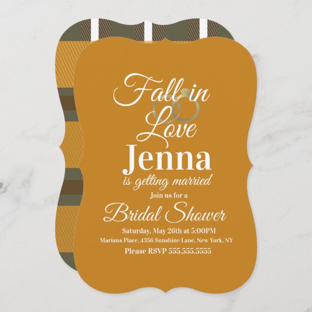 Modern Fall Stripes Plaid  Bridal Shower Invitation (Front/Back)