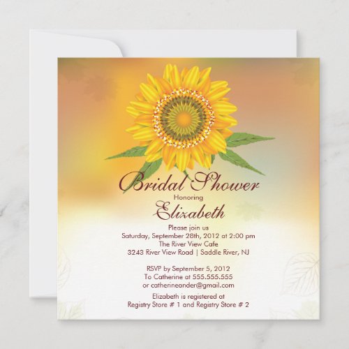 Modern Fall Sunflower Bridal Shower Invitation