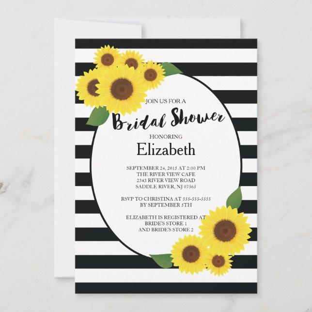 Modern Fall Sunflower Bridal Shower Invitations (Front)