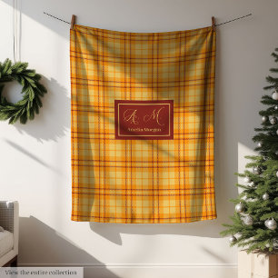 Modern Fall Tartan Plaid Blanket Chic Custom Name
