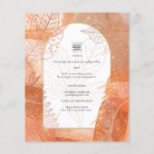 Modern Fall Terracotta Orange Leaf Wedding Invite (Back)