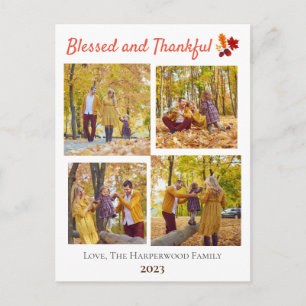 Modern Fall Thanksgiving Family photo Collage Holiday Postcard