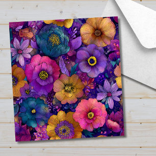 Modern Fall Vintage Floral Purple Pink Wedding Envelope Liner