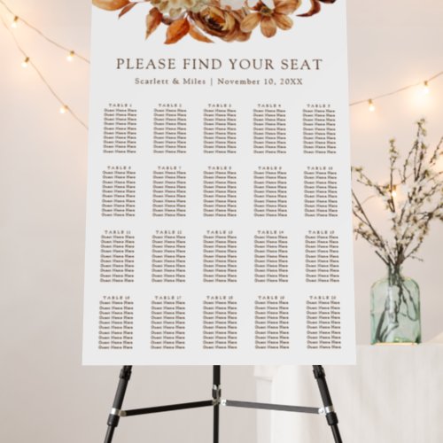 Modern Fall Watercolor Wedding Seating Chart Foam Board