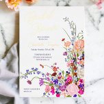 Modern fall wild flowers script bridal shower  foil invitation<br><div class="desc">Elegant modern fall winter flowers illustration with pretty wild flower and brush script  bridal shower with a modern calligraphy typography with red,  purple,  pink ,  terracotta flowers.</div>