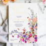 Modern fall wild flowers script bridal shower  foil invitation