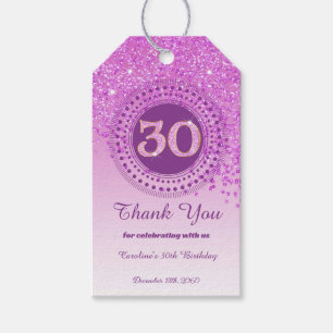 Modern Falling Pink Glitter 30th Birthday Gift Tags