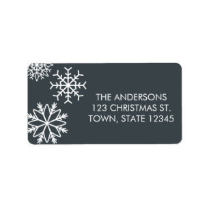 Modern Falling snowflakes Holiday gray Label