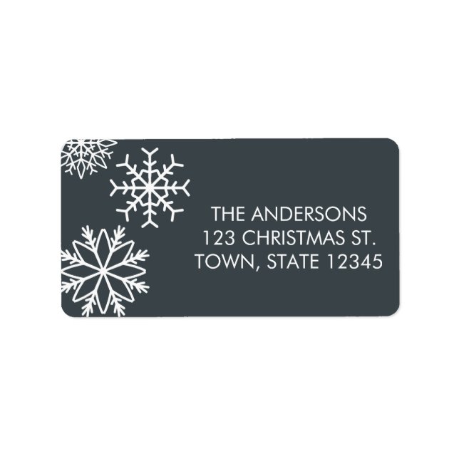 Modern Falling snowflakes Holiday gray Label (Front)