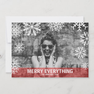 Modern Falling snowflakes Holiday red PHOTO