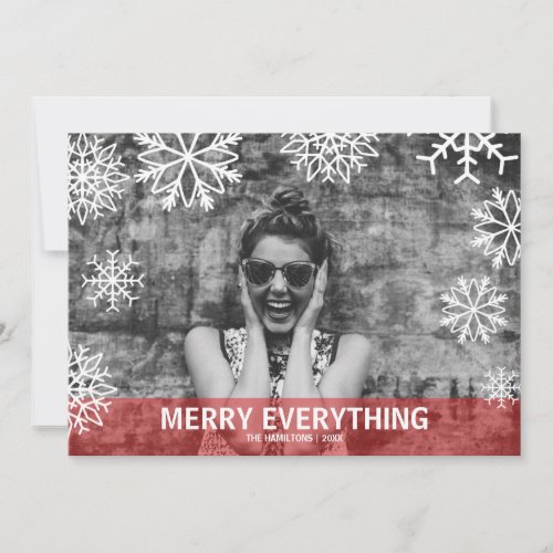 Modern Falling snowflakes  Holiday red PHOTO