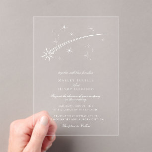 Modern Falling Star Celestial Wedding Acrylic Invitations