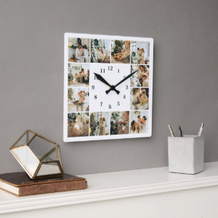 Modern Family 12 Photo Collage White Keepsake Square Wall Clock
