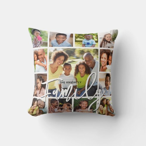 Modern Family 13 Photo Collage Script Throw Pillow