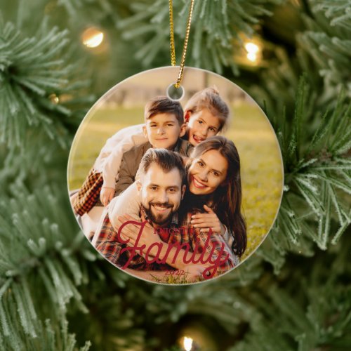 Modern Family 2 Photo Name Custom Color Ceramic Or Ceramic Ornament